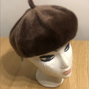 Elegant Brown Faux Fur Beret for Women